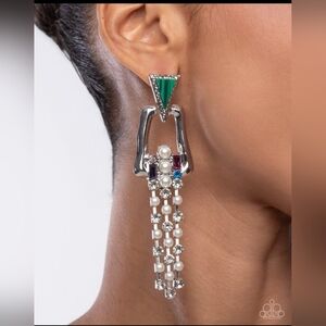 Elegant Silver and Green Dangle Earrings